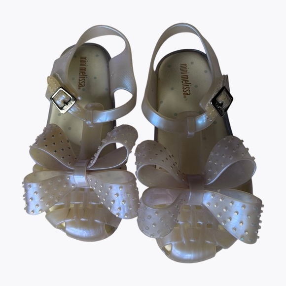 Mini Melissa Mini Aranha XIII Pearl Bow Sandals Toddler Size 10 Pearlcore Easter - Picture 3 of 8